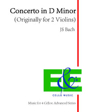 Load image into Gallery viewer, Bach &quot;Concerto in D Minor&quot;&lt;br&gt; (Originally for 2 Violins)&lt;br&gt; Music for 4 Cellos:&lt;br&gt;Advanced Series&lt;br&gt;*Digital Download
